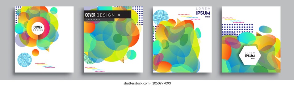 
Modern abstract covers set. Cool gradient shapes composition and liquid colors, vector covers design.