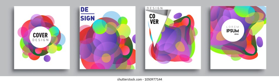 
Modern abstract covers set. Cool gradient shapes composition and liquid colors, vector covers design.