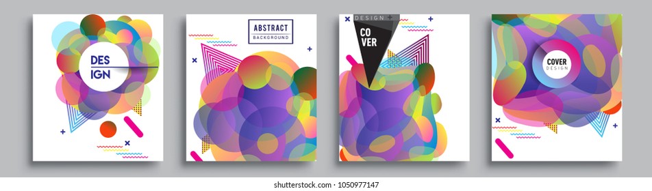 
Modern abstract covers set. Cool gradient shapes composition and liquid colors, vector covers design.