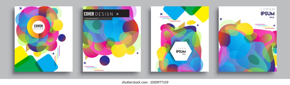 
Modern abstract covers set. Cool gradient shapes composition and liquid colors, vector covers design.