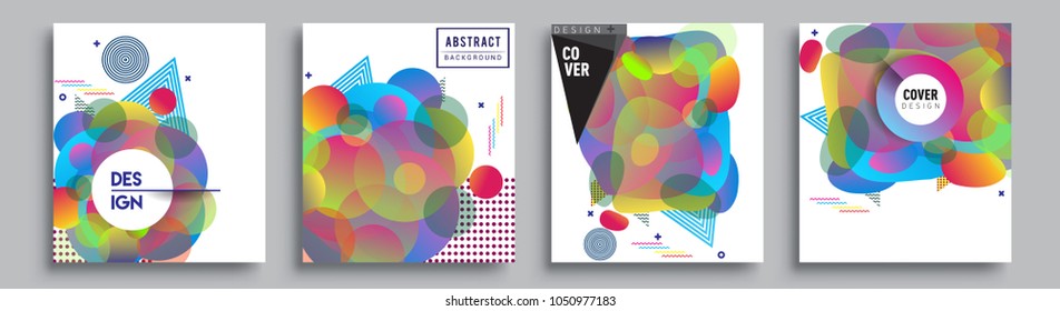 
Modern abstract covers set. Cool gradient shapes composition and liquid colors, vector covers design.