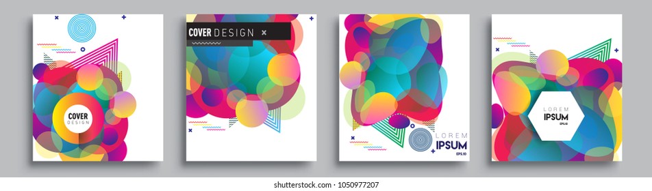
Modern abstract covers set. Cool gradient shapes composition and liquid colors, vector covers design.