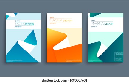 Modern abstract covers set. Cool gradient geometric shapes composition. Futuristic design. Eps10 vector.