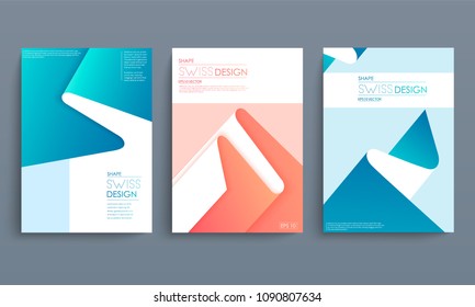 Modern abstract covers set. Cool gradient geometric shapes composition. Futuristic design. Eps10 vector.