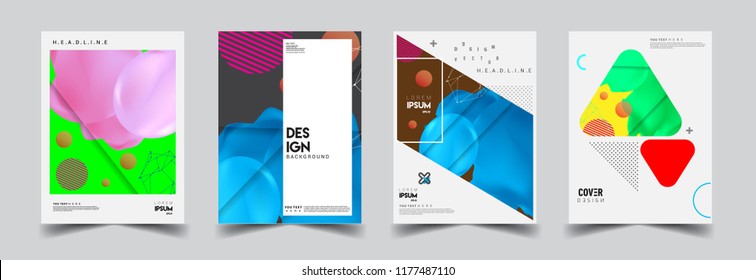 Modern abstract covers set. Cool gradient shapes composition, vector covers design.