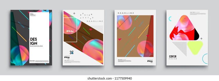 Modern abstract covers set. Cool gradient shapes composition, vector covers design.