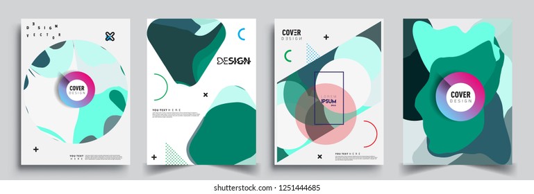 Modern abstract covers set. Cool gradient shapes composition, vector covers design.