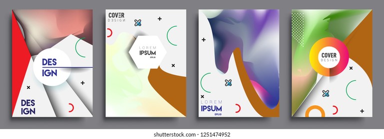 Modern abstract covers set. Cool gradient shapes composition, vector covers design.