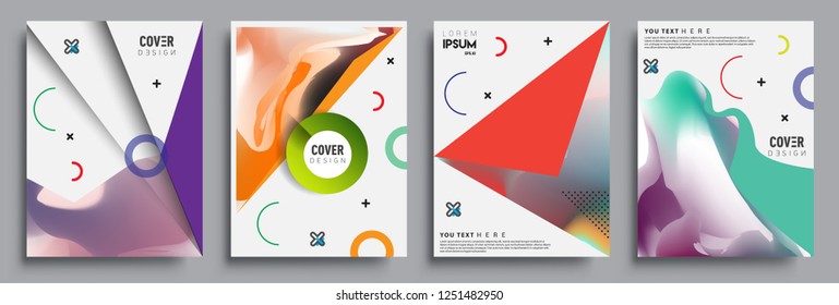 Modern abstract covers set. Cool gradient shapes composition, vector covers design.