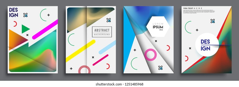 Modern abstract covers set. Cool gradient shapes composition, vector covers design.