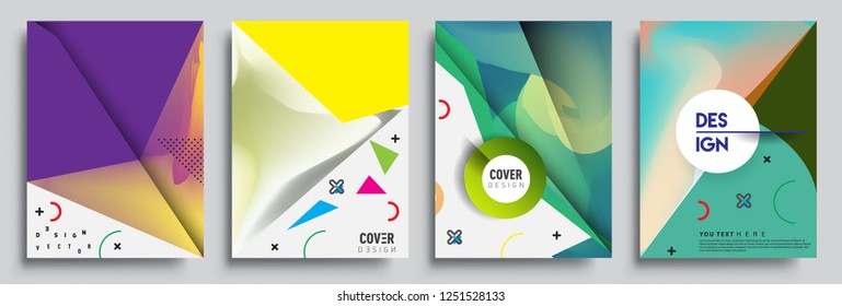 Modern abstract covers set. Cool gradient shapes composition, shapes, geometric elements. Applicable for placards, brochures, posters, covers and banners.