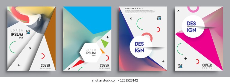 Modern abstract covers set. Cool gradient shapes composition, shapes, geometric elements. Applicable for placards, brochures, posters, covers and banners.