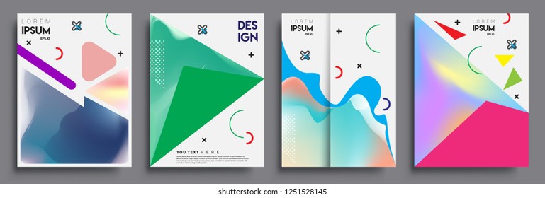 Modern abstract covers set. Cool gradient shapes composition, shapes, geometric elements. Applicable for placards, brochures, posters, covers and banners.