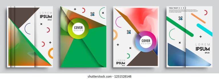 Modern abstract covers set. Cool gradient shapes composition, shapes, geometric elements. Applicable for placards, brochures, posters, covers and banners.