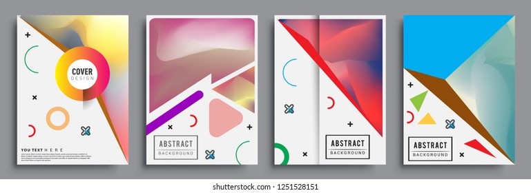 Modern abstract covers set. Cool gradient shapes composition, shapes, geometric elements. Applicable for placards, brochures, posters, covers and banners.