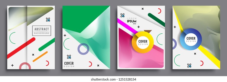 Modern abstract covers set. Cool gradient shapes composition, shapes, geometric elements. Applicable for placards, brochures, posters, covers and banners.