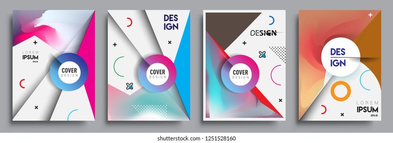 Modern abstract covers set. Cool gradient shapes composition, shapes, geometric elements. Applicable for placards, brochures, posters, covers and banners.