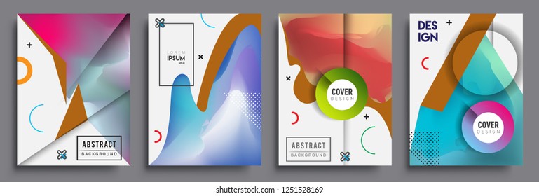 Modern abstract covers set. Cool gradient shapes composition, shapes, geometric elements. Applicable for placards, brochures, posters, covers and banners.