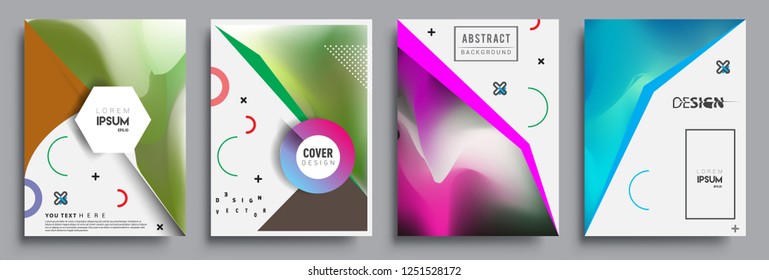 Modern abstract covers set. Cool gradient shapes composition, shapes, geometric elements. Applicable for placards, brochures, posters, covers and banners.
