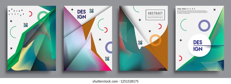 Modern abstract covers set. Cool gradient shapes composition, shapes, geometric elements. Applicable for placards, brochures, posters, covers and banners.
