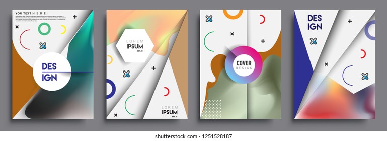Modern abstract covers set. Cool gradient shapes composition, shapes, geometric elements. Applicable for placards, brochures, posters, covers and banners.