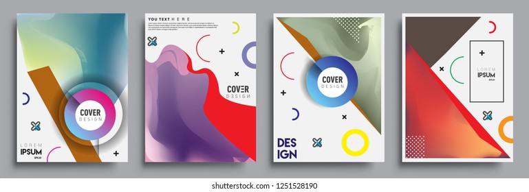 Modern abstract covers set. Cool gradient shapes composition, shapes, geometric elements. Applicable for placards, brochures, posters, covers and banners.