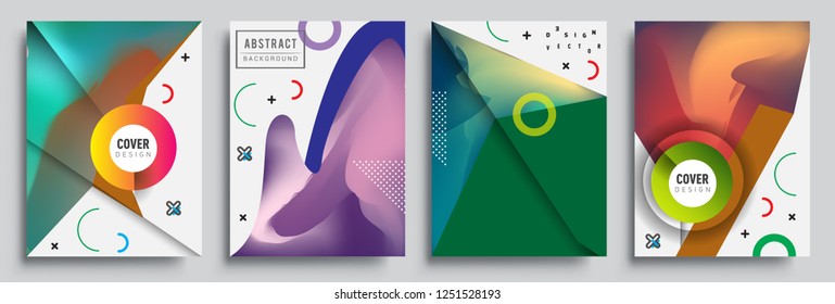 Modern abstract covers set. Cool gradient shapes composition, shapes, geometric elements. Applicable for placards, brochures, posters, covers and banners.