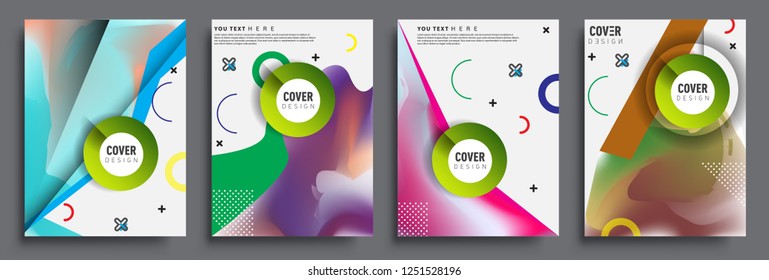 Modern abstract covers set. Cool gradient shapes composition, shapes, geometric elements. Applicable for placards, brochures, posters, covers and banners.