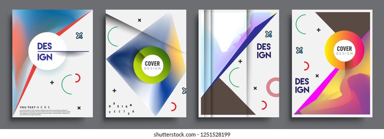 Modern abstract covers set. Cool gradient shapes composition, shapes, geometric elements. Applicable for placards, brochures, posters, covers and banners.