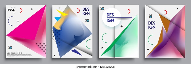 Modern abstract covers set. Cool gradient shapes composition, shapes, geometric elements. Applicable for placards, brochures, posters, covers and banners.