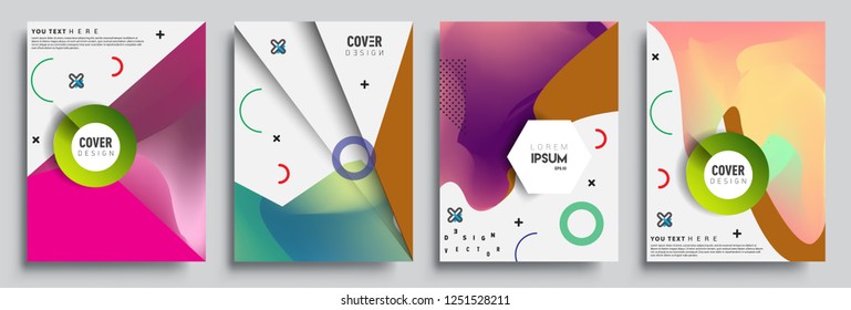 Modern abstract covers set. Cool gradient shapes composition, shapes, geometric elements. Applicable for placards, brochures, posters, covers and banners.