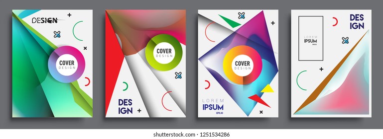 Modern abstract covers set. Cool gradient shapes composition, shapes, geometric elements. Applicable for placards, brochures, posters, covers and banners.