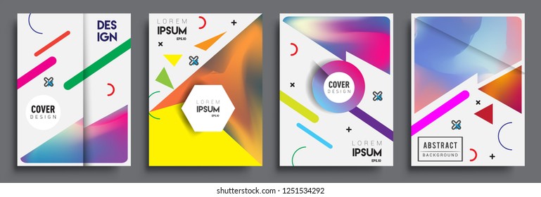 Modern abstract covers set. Cool gradient shapes composition, shapes, geometric elements. Applicable for placards, brochures, posters, covers and banners.