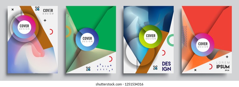 Modern abstract covers set. Cool gradient shapes composition, shapes, geometric elements. Applicable for placards, brochures, posters, covers and banners.