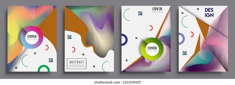 Modern abstract covers set. Cool gradient shapes composition, shapes, geometric elements. Applicable for placards, brochures, posters, covers and banners.