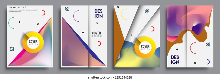 Modern abstract covers set. Cool gradient shapes composition, shapes, geometric elements. Applicable for placards, brochures, posters, covers and banners.