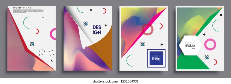 Modern abstract covers set. Cool gradient shapes composition, shapes, geometric elements. Applicable for placards, brochures, posters, covers and banners.