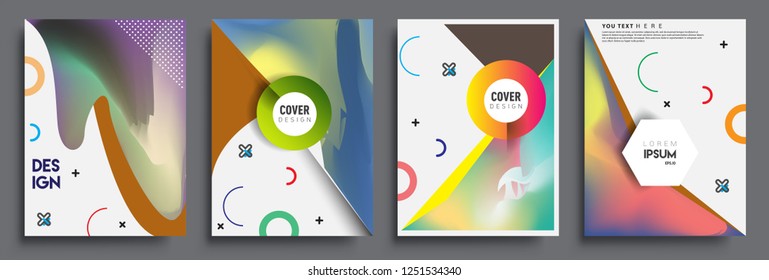 Modern abstract covers set. Cool gradient shapes composition, shapes, geometric elements. Applicable for placards, brochures, posters, covers and banners.