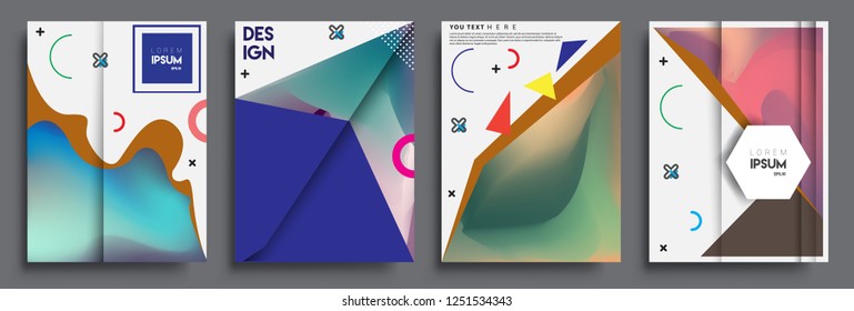 Modern abstract covers set. Cool gradient shapes composition, shapes, geometric elements. Applicable for placards, brochures, posters, covers and banners.