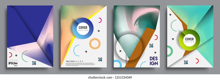 Modern abstract covers set. Cool gradient shapes composition, shapes, geometric elements. Applicable for placards, brochures, posters, covers and banners.