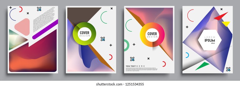 Modern abstract covers set. Cool gradient shapes composition, shapes, geometric elements. Applicable for placards, brochures, posters, covers and banners.