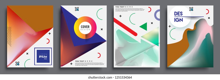 Modern abstract covers set. Cool gradient shapes composition, shapes, geometric elements. Applicable for placards, brochures, posters, covers and banners.