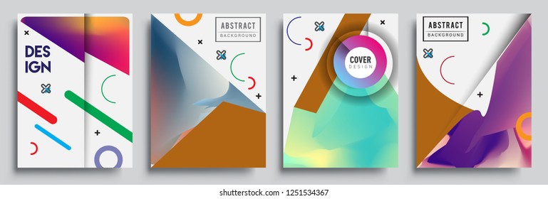 Modern abstract covers set. Cool gradient shapes composition, shapes, geometric elements. Applicable for placards, brochures, posters, covers and banners.