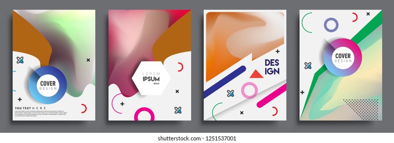 Modern abstract covers set. Cool gradient shapes composition, shapes, geometric elements. Applicable for placards, brochures, posters, covers and banners.