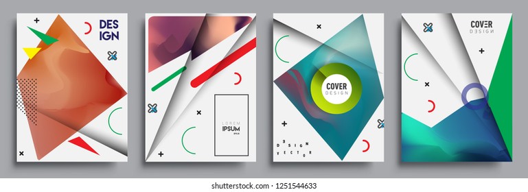 Modern abstract covers set. Cool gradient shapes composition, shapes, geometric elements. Applicable for placards, brochures, posters, covers and banners.