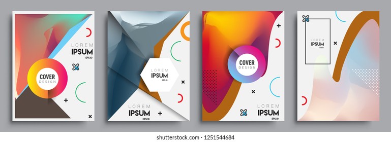 Modern abstract covers set. Cool gradient shapes composition, shapes, geometric elements. Applicable for placards, brochures, posters, covers and banners.