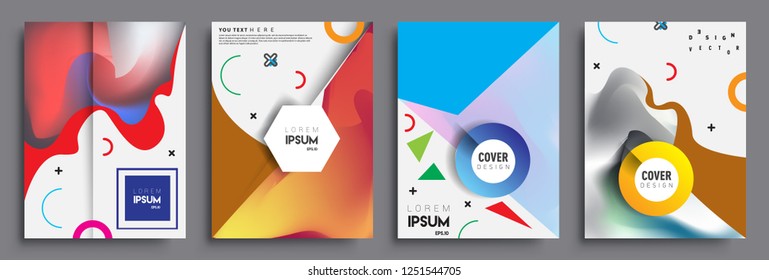 Modern abstract covers set. Cool gradient shapes composition, shapes, geometric elements. Applicable for placards, brochures, posters, covers and banners.