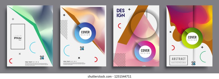 Modern abstract covers set. Cool gradient shapes composition, shapes, geometric elements. Applicable for placards, brochures, posters, covers and banners.