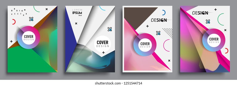 Modern abstract covers set. Cool gradient shapes composition, shapes, geometric elements. Applicable for placards, brochures, posters, covers and banners.