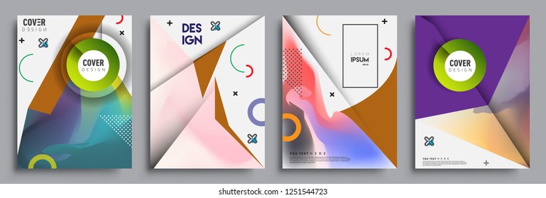 Modern abstract covers set. Cool gradient shapes composition, shapes, geometric elements. Applicable for placards, brochures, posters, covers and banners.